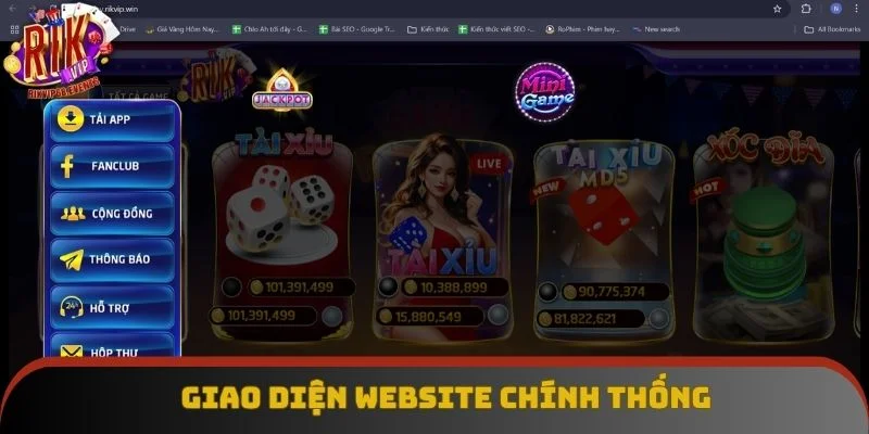 Giao diện website chính thống Giao diện website chính thống